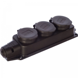 Колодка тройная однофазная с заглушками с заземл. каучук 16А 250В IP44 Universal 602230