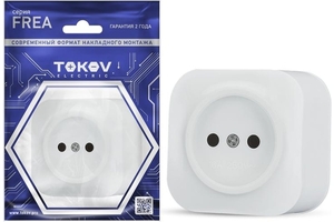 Розетка 1-м ОП Frea 16А IP20 250В без заземл. АБС-пластик бел. TOKOV ELECTRIC TKE-FR-R1-C01