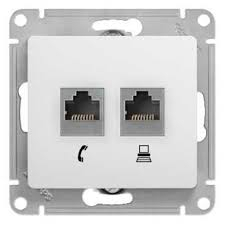 Механизм розетки телеф.+комп. 2-м СП RJ11+RJ45 бел. GLOSSA SchE GSL000185