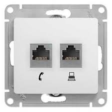 Механизм розетки телеф.+комп. 2-м СП RJ11+RJ45 бел. GLOSSA SchE GSL000185