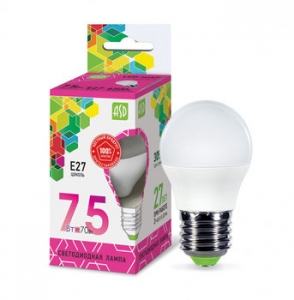 Лампа светодиод. LED Шар standard 7,5Вт Е27  230B 6500К 675Лм 4690612019154