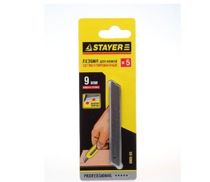 Лезвия STAYER "PROFI" сегментированные, 5шт, 9мм