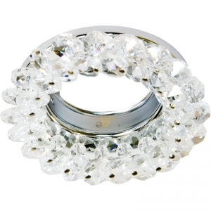 Ecola Light MR16 CD4141 GU5.3 Светильник встр. круг. с хрусталиками Прозрачный и Голубой/Хром 50*90
