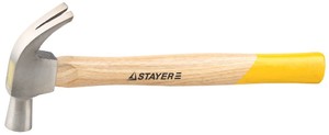 Молоток-гвоздодер STAYER с деревянной рукояткой, 450г