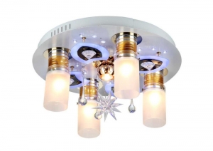 Люстра потолочная 4*60 Вт Е27 + 1*35Вт МР11 пульт ДУ,  Led  MD.0788-4+1-S-WH