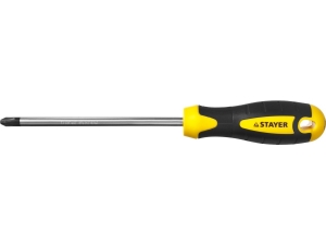 Отвертка STAYER "MASTER" "TECHNO", двухкомпонентная рукотка, магнитный наконечник, Cr-V, РН3x150мм